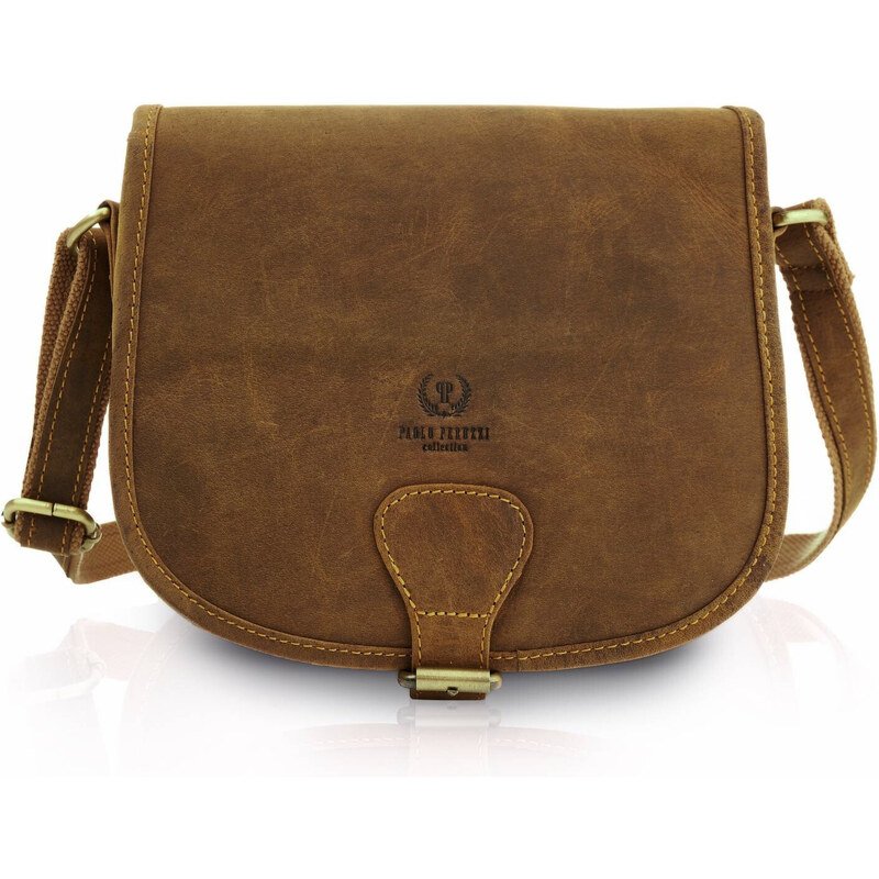 Paolo Peruzzi Kožená kabelka na rameni T-39-MB | hnedá T-39-MB 62039896