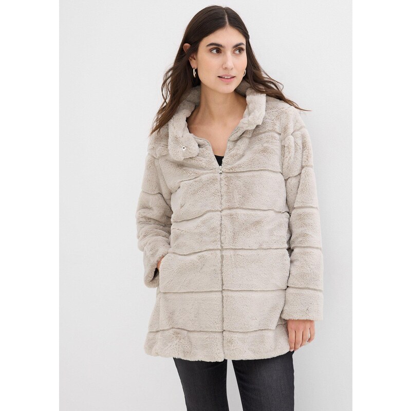 bonprix Materská kožušinková bunda/na nosenie detí, farba šedá 45720445