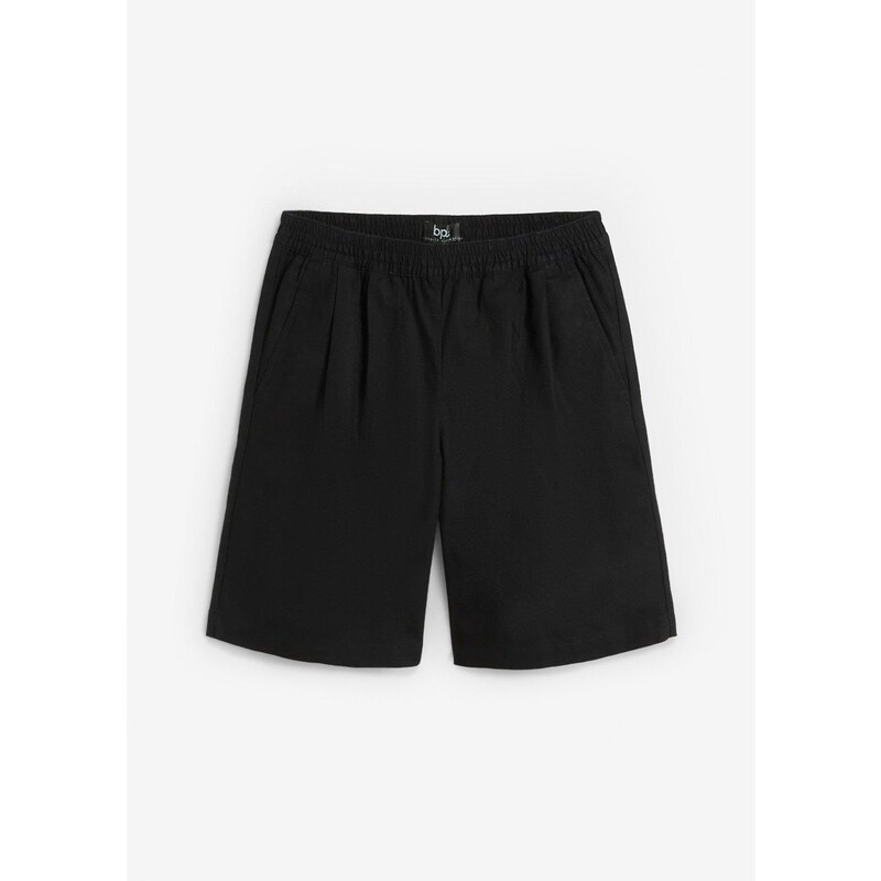 bonprix Bermudy z pláteno-bavlneného mixu, farba čierna 63513528