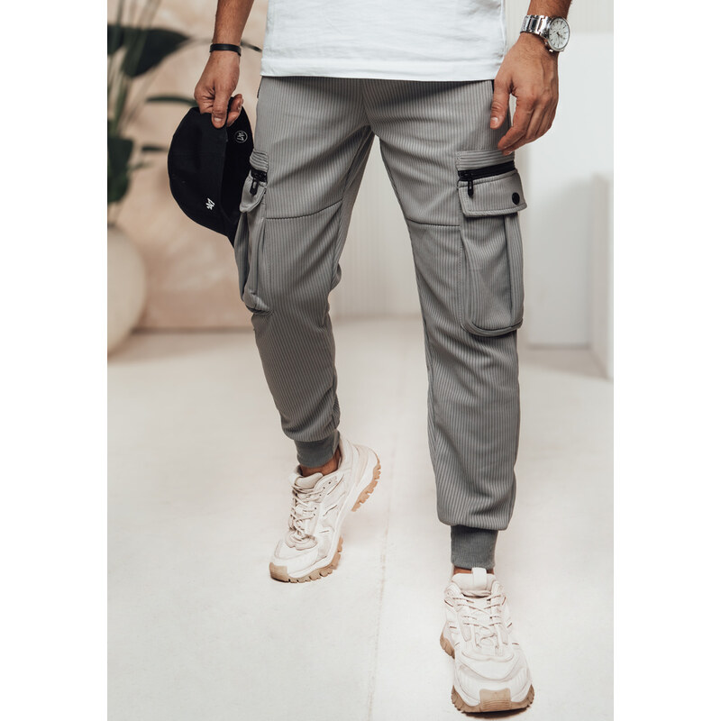 BASIC Sivé pánske cargo nohavice UX4472 62040661