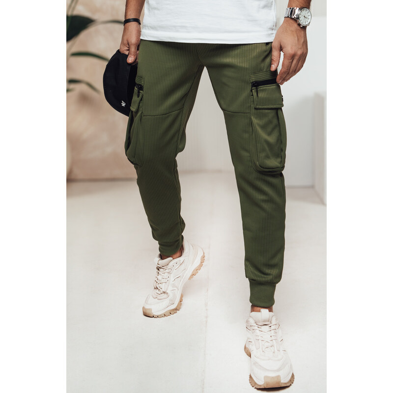 BASIC Tmavozelené pánske cargo nohavice UX4471 62040662