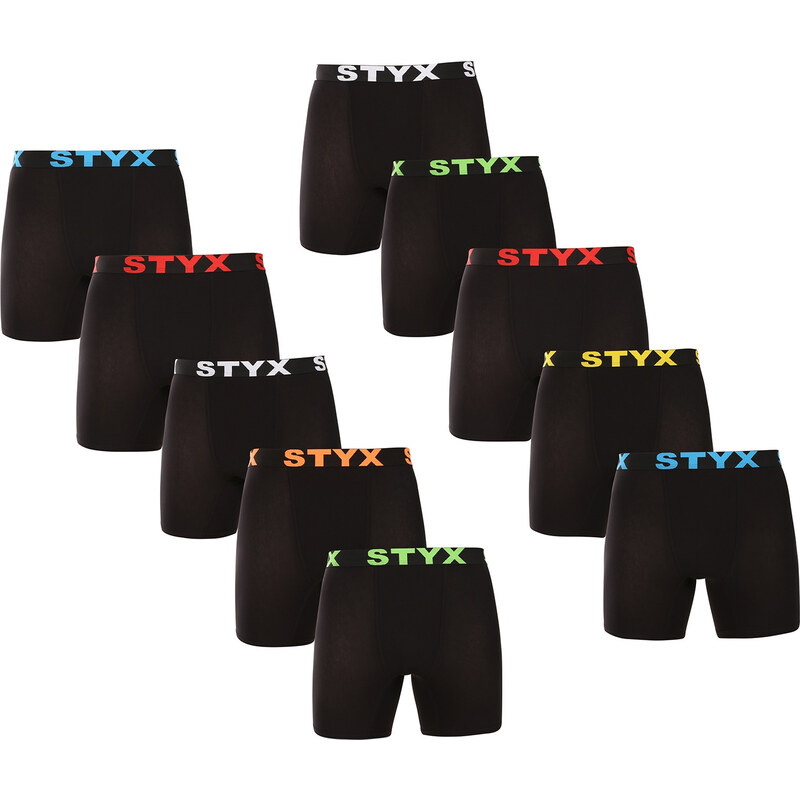 10PACK pánske boxerky Styx long športová guma čierne (10UN9601) 62050311