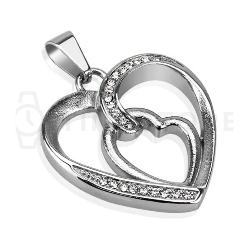 Prívesok v tvare srdca z nehrdzavejúcej ocele zdobený zirkónmi TS-PE 62053802