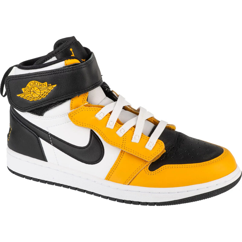 Bielo-čierno-žlté pánske členkové tenisky Air Jordan 1 Hi Flyease 62055190