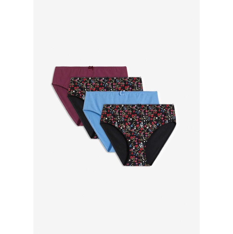 bonprix Maxi nohavičky s bio bavlnou (4 ks), farba čierna 62055292