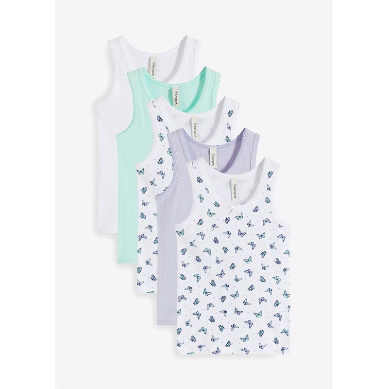 bonprix Tielko (5 ks), dievčenské, farba biela 62055309