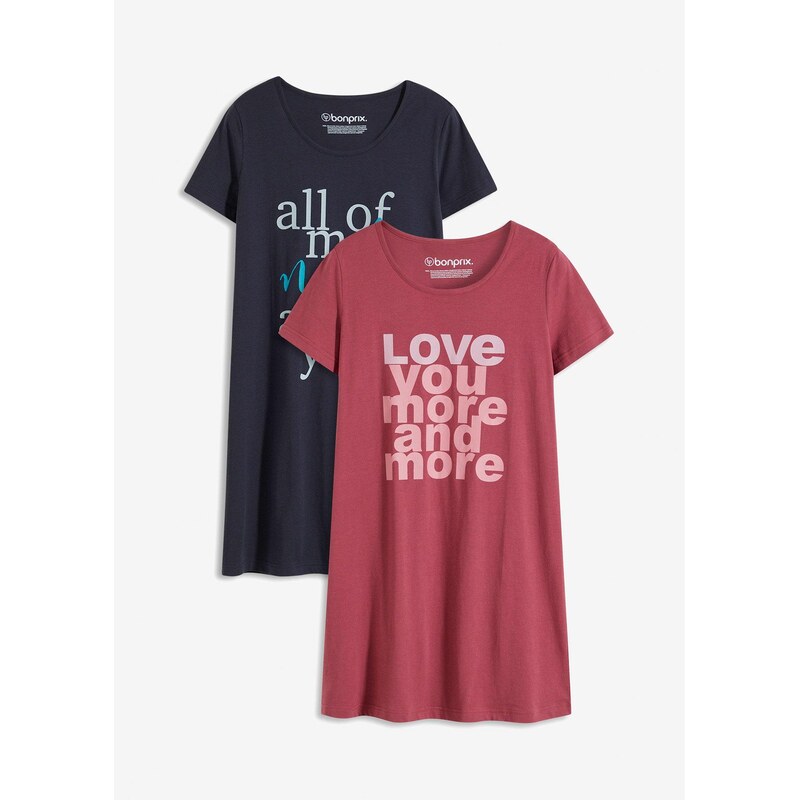 bonprix Nočná košeľa, krátka, z čistej bavlny (2 ks), farba fialová 62055325