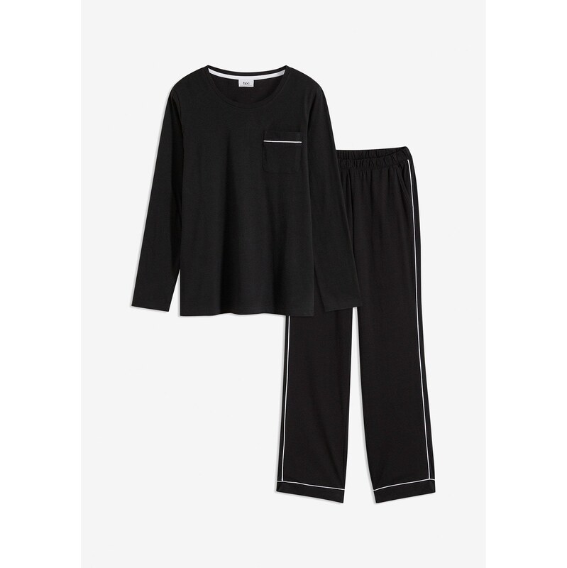 bonprix Pyžamo z mäkkej bavlny, farba čierna 62055327