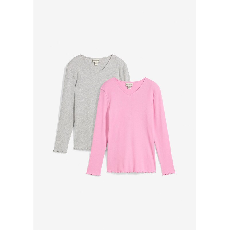 bonprix Vrúbkované tričko (2 ks v balení) z čistej bio bavlny, farba 62055370