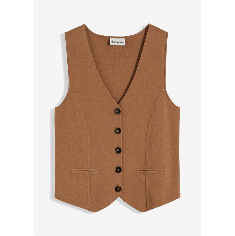 bonprix Pletená vesta, farba hnedá 62055403