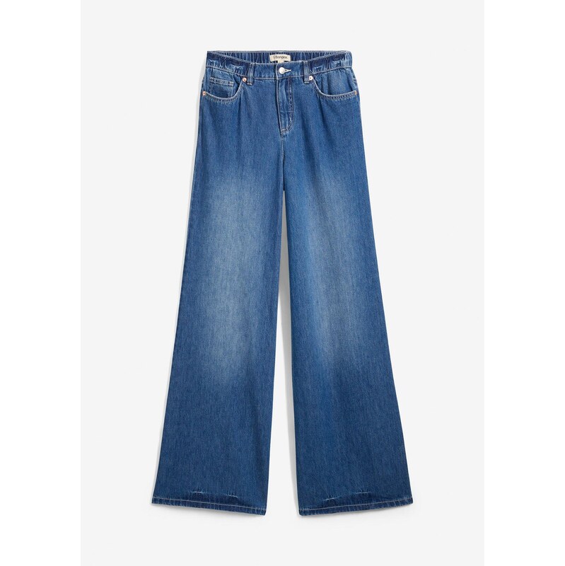 bonprix Džínsy, Wide-Leg, pohodlný vysoký pás, farba modrá