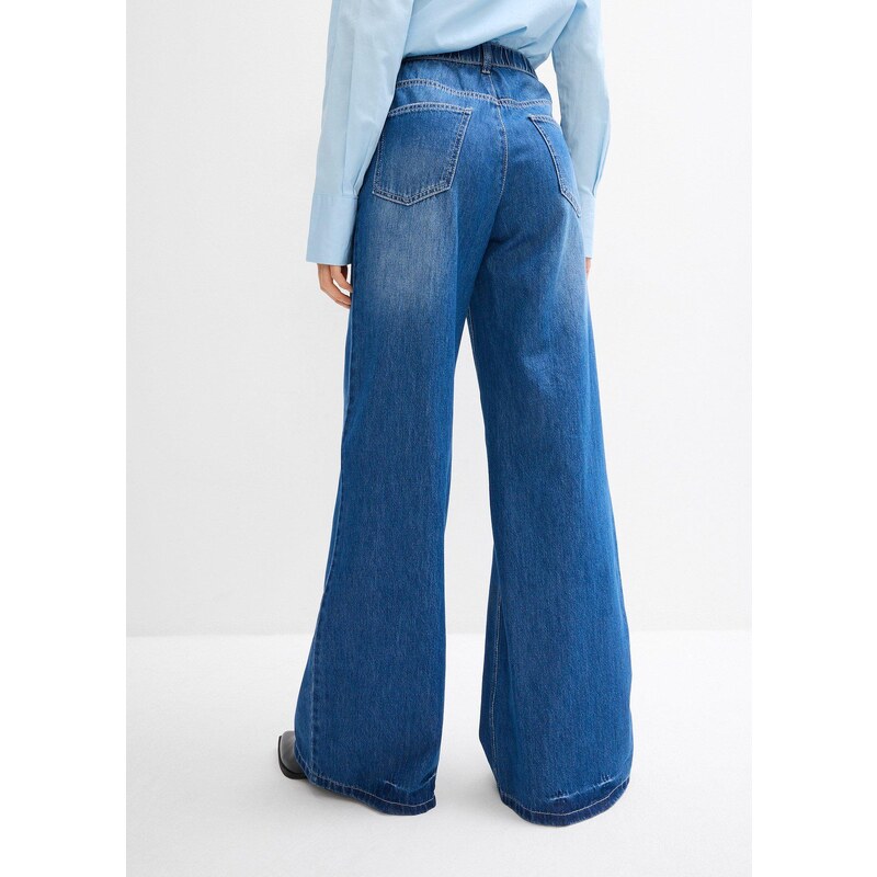 bonprix Džínsy, Wide-Leg, pohodlný vysoký pás, farba modrá