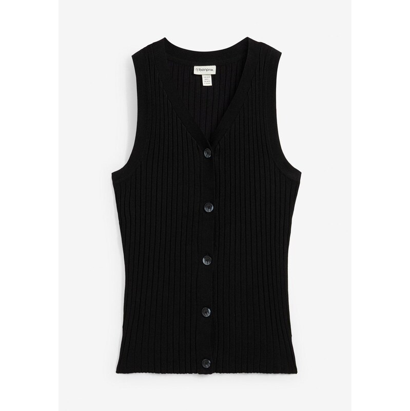 bonprix Vrúbkovaná pletená vesta, farba čierna 62055653