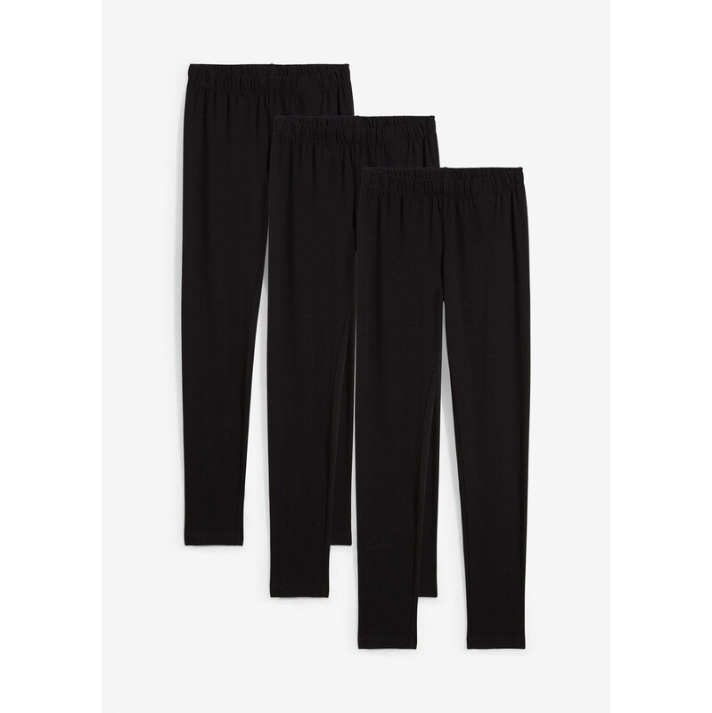 bonprix Legíny s elastickou bio bavlnou (3 ks v balení), farba čierna 62055814