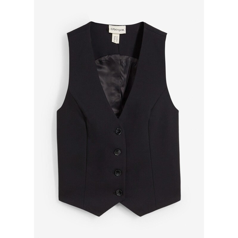 bonprix Krátka obleková vesta, farba čierna 62055819
