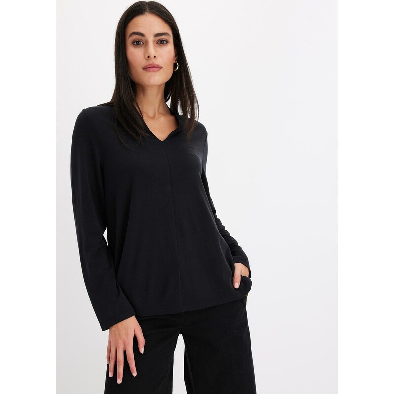 bonprix Tričko s dlhým rukávom, farba čierna 62055413