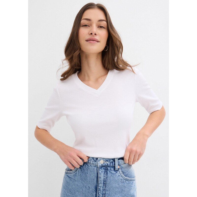 bonprix Vrúbkované tričko (2 ks v balení), farba čierna 62055483