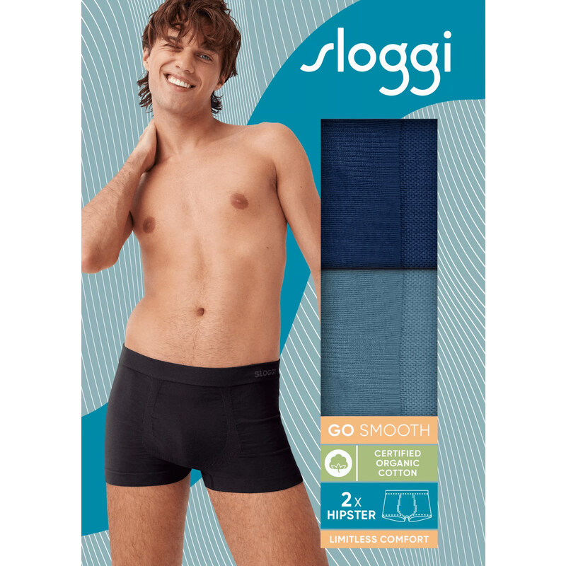 Pánske boxerky GO Smooth Hipster C2P - neznáme - modré V003 - SLOGGI 62058594