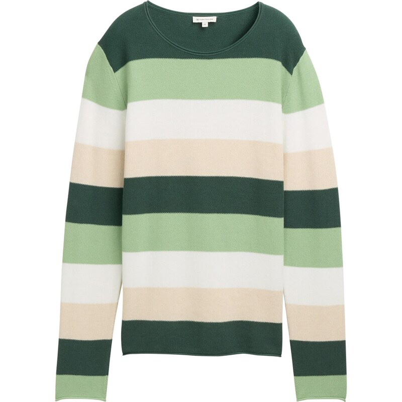 TOM TAILOR Sveter béžová / jedľová / svetlozelená / biela 62269933