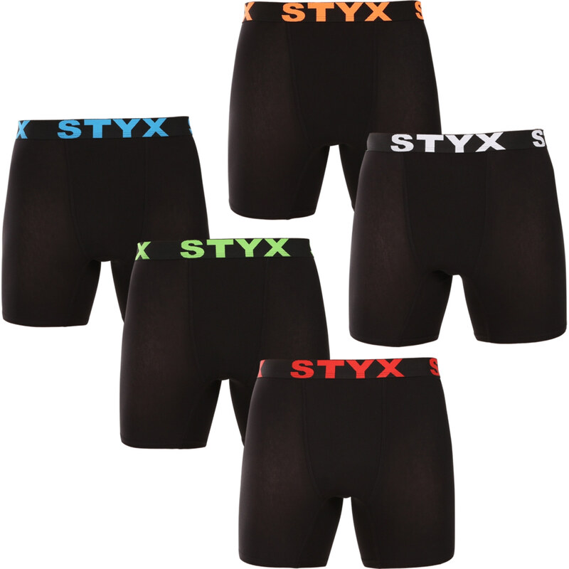 5PACK pánske boxerky Styx long športová guma čierné (5UN9602) 62067489
