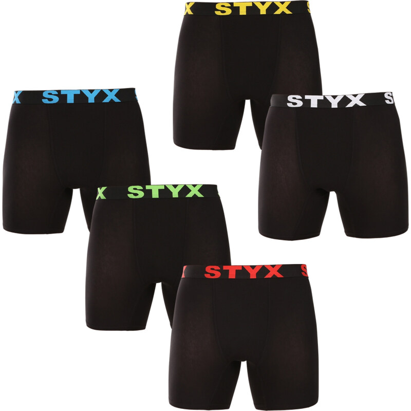 5PACK pánske boxerky Styx long športová guma čierné (5UN9601) 62067490