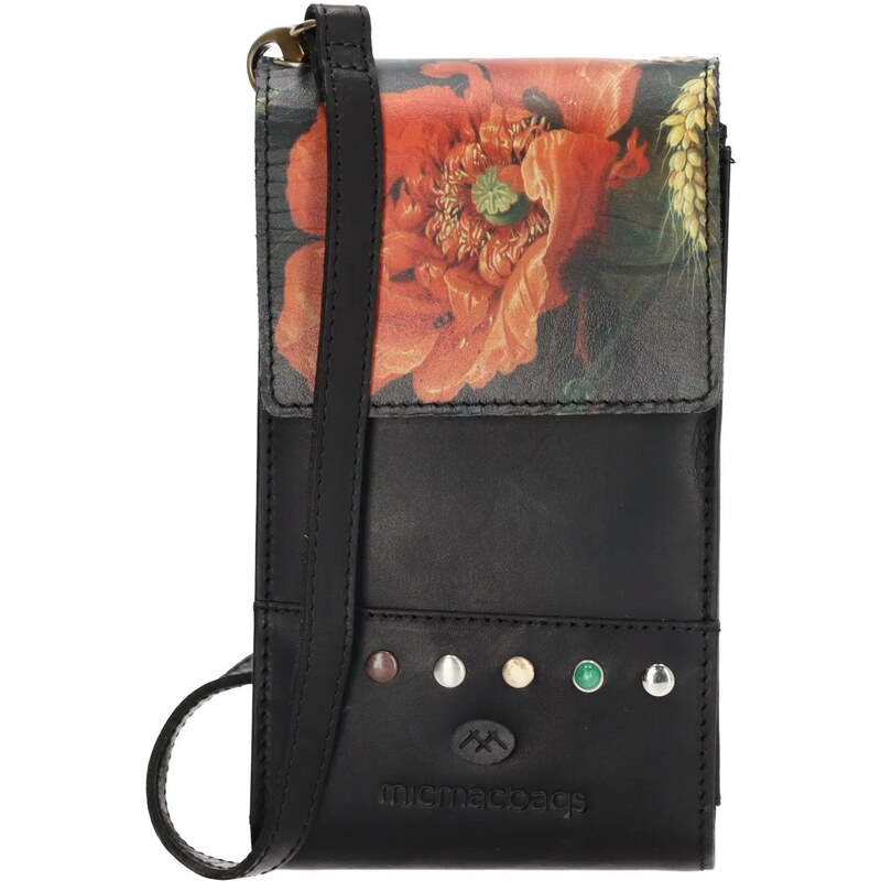 Hide & Stitches Čierna kabelka na mobil z pravej kože „Rainbow“ 62068224