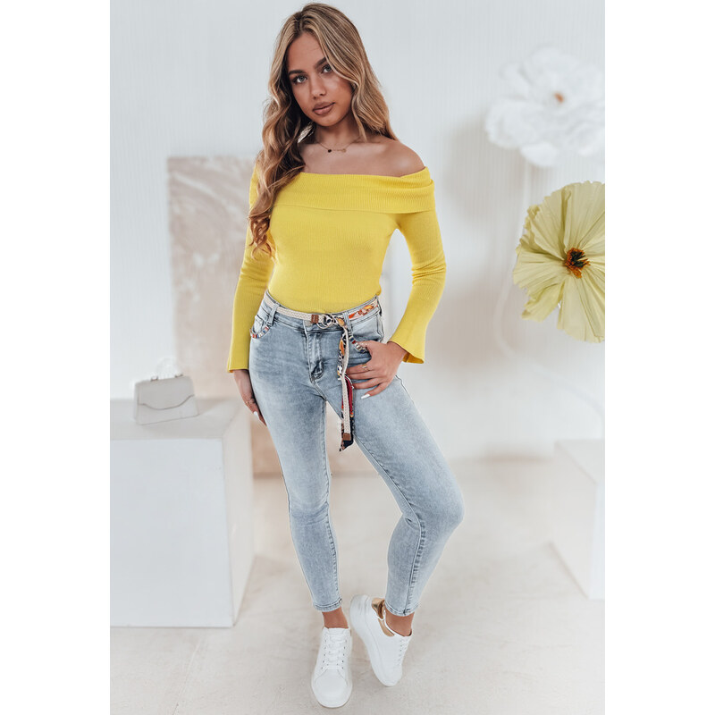 BASIC Žltý dámsky sveter s odhalenými ramenami SHOWIT MY2425 62068612