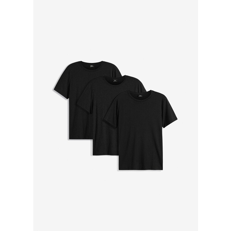 bonprix Tričko (3 ks), farba čierna 44749365