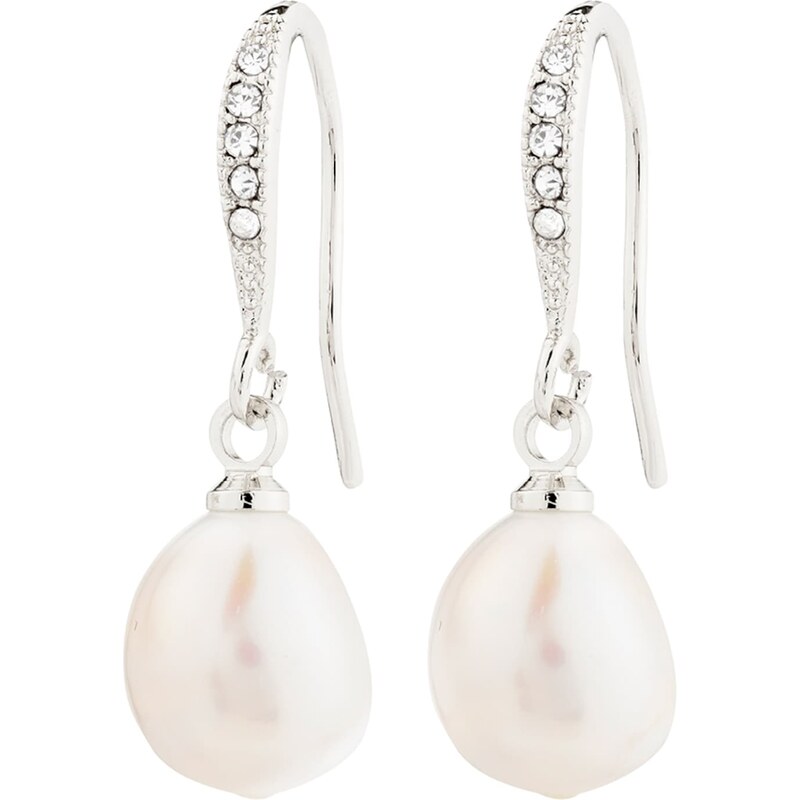 Pilgrim Náušnice Jasmin strieborná / perlovo biela 62133529