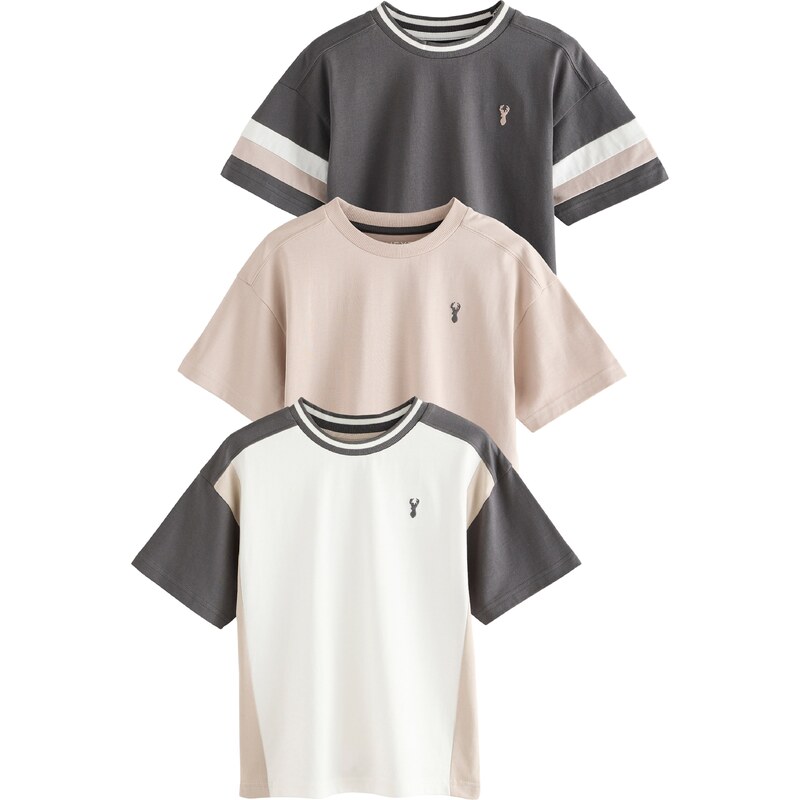 Next Tričko béžová / antracitová / šedobiela 65874686