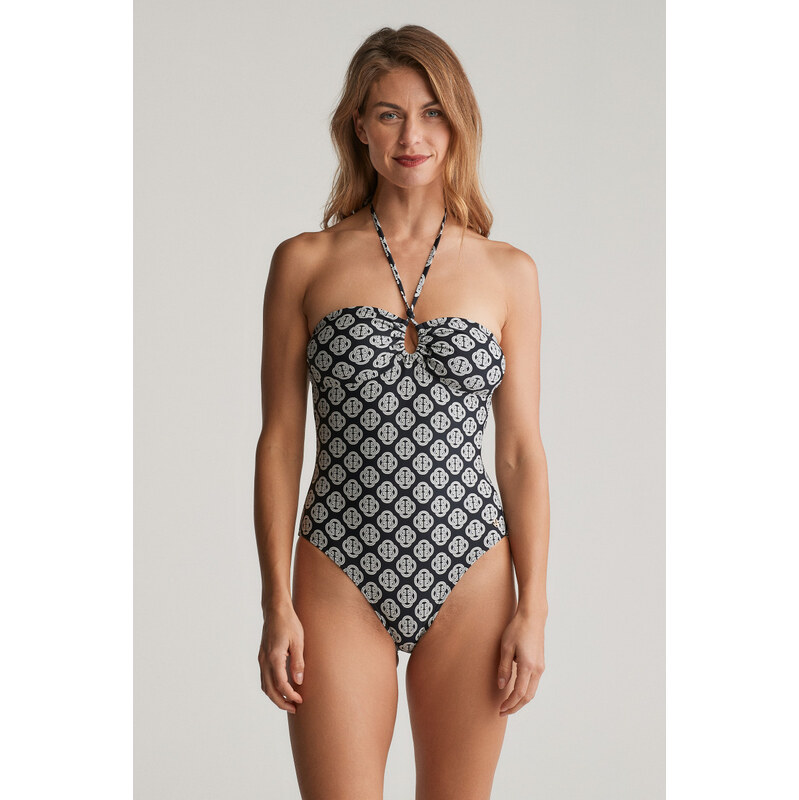 PLAVKY GANT MONOGRAM PRINT SWIMSUIT BLACK 62084076