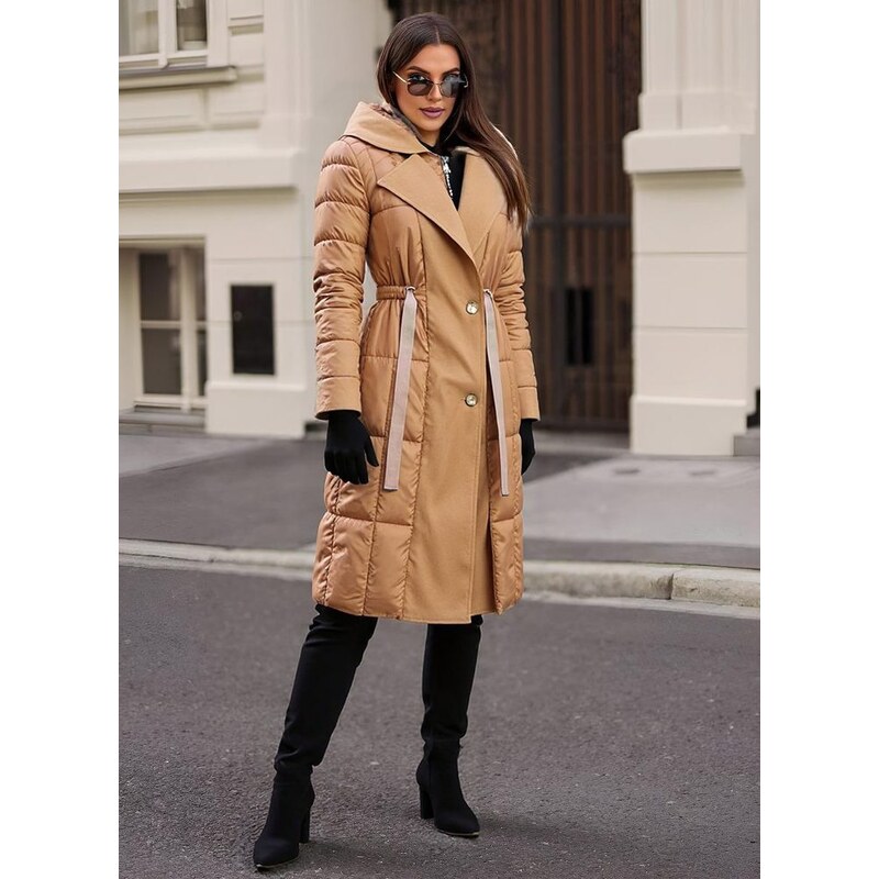 Due Linee Dámska exkluzívna zimná bunda camel 35615025