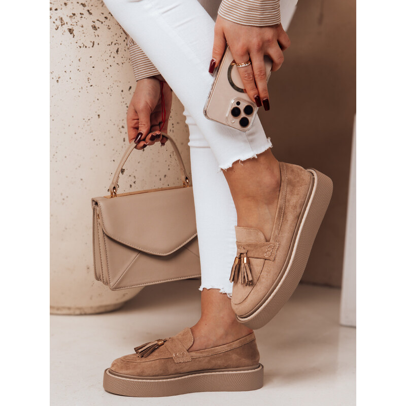 BASIC Béžové dámske mokasíny na platforme TASSME ZY0695 62110461