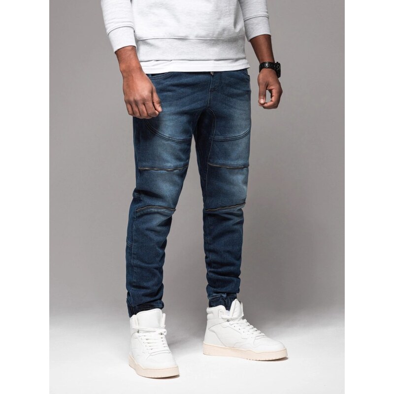 Ombre Clothing Trendy modré rifľové joggery s ozdobnými prvkami V1 62141788