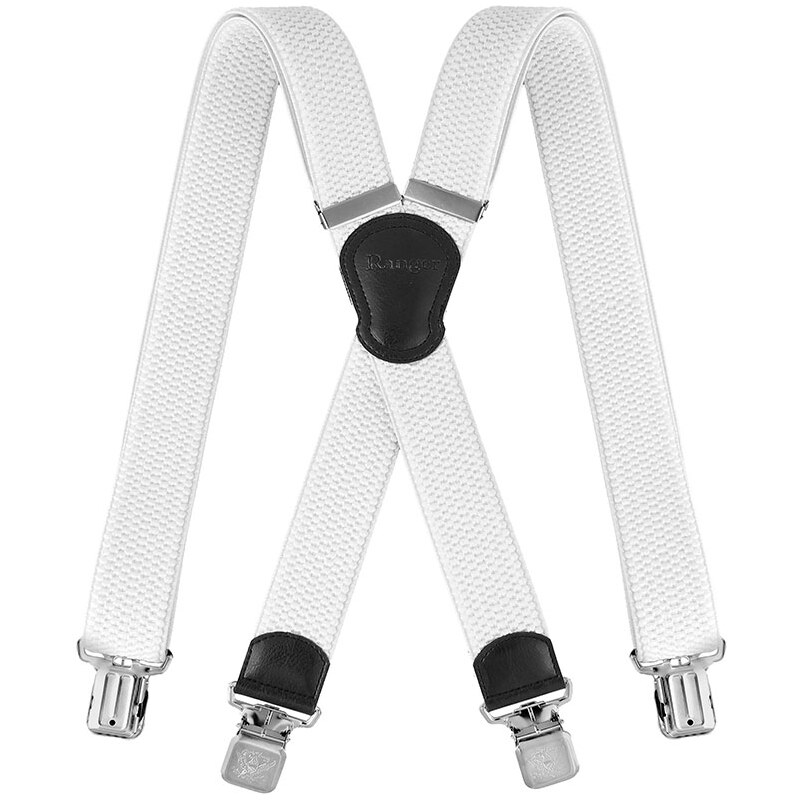 Traky na nohavice Biele šírka 4cm + 4 oceľové klipy 16957812