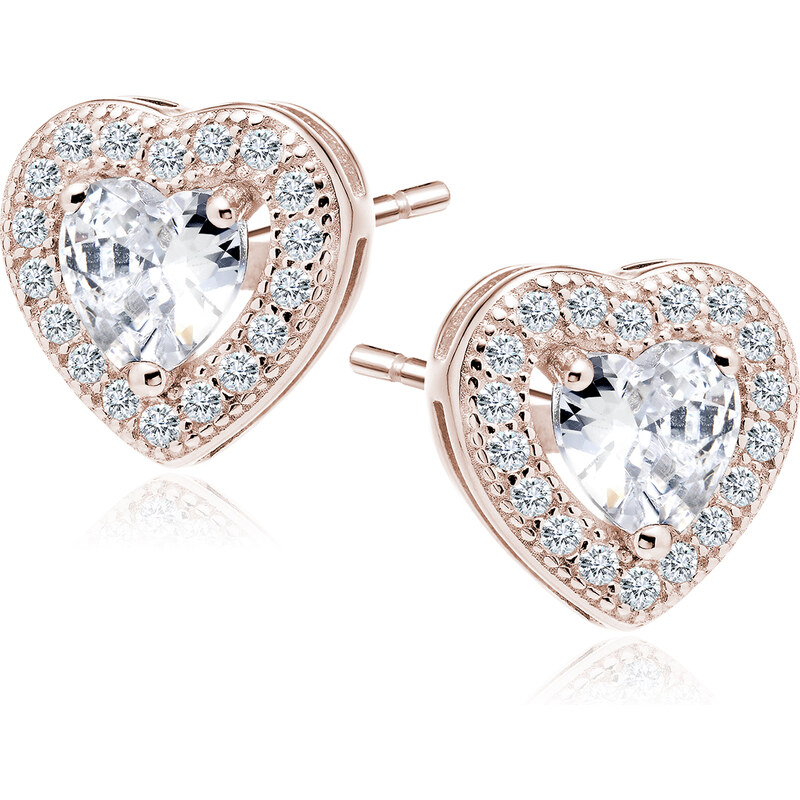 Olivie Strieborné náušnice RUŽOVÉ SRDCE 3066 10470076