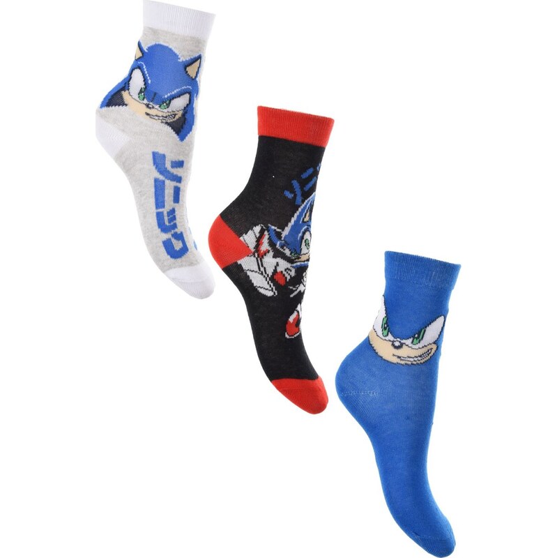 BASIC Set chlapčenských ponožiek Sonic - sivá/čierna/modrá 65151219