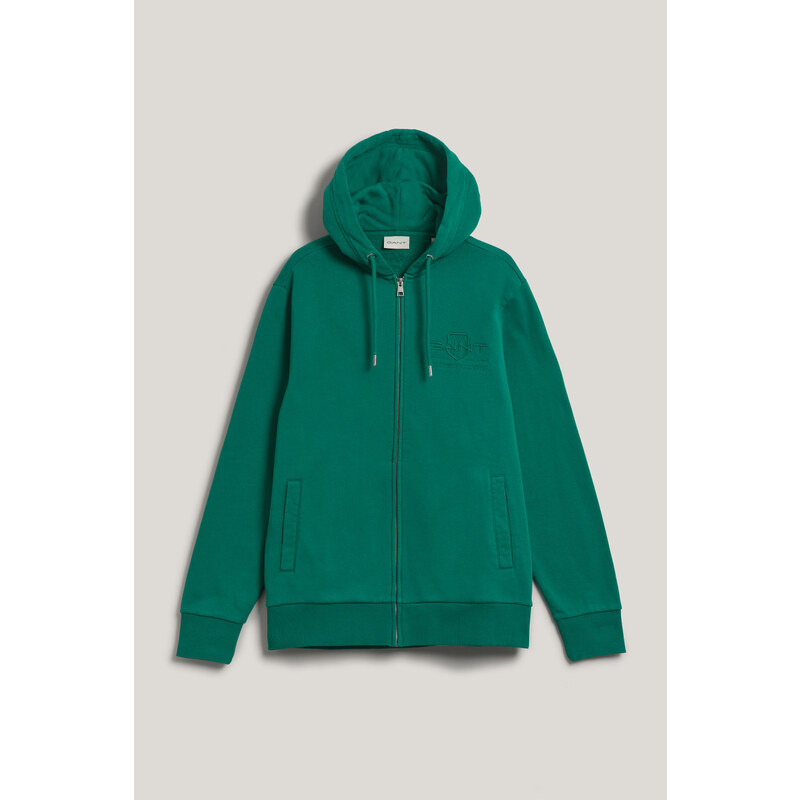 MIKINA GANT REG TONAL SHIELD FULL ZIP HOODIE DEEP GREEN 62169744