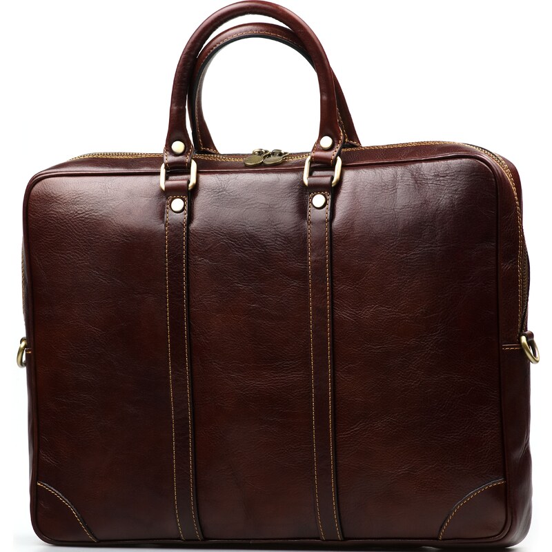 Blaire Kožená pracovná taška Gavin tmavo hnedá 64987988