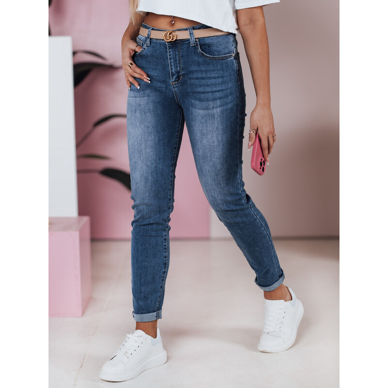Spodnie damskie jeansowe slim fit średni stan FLEXI granatowe Dstreet 65404975
