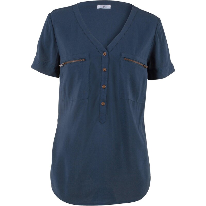 bonprix Viskózová blúzka, krátky rukáv, farba modrá 45007090