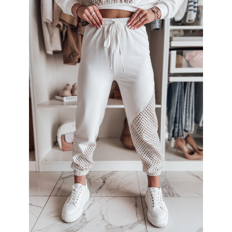 BASIC Dámske smotanové štýlové tepláky s jedinečným dizajnom ELEGRA 62181061