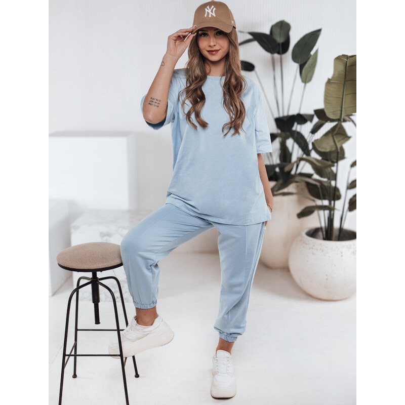 BASIC Dámska svetlomodrá tepláková súprava s oversize tričkom URBANREL 62181075