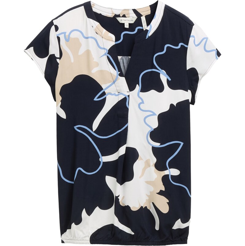 TOM TAILOR Blúzka béžová / námornícka modrá / svetlomodrá / biela 63212283