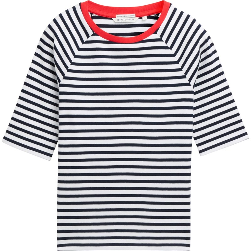 TOM TAILOR DENIM Tričko červená / čierna / biela 62184838