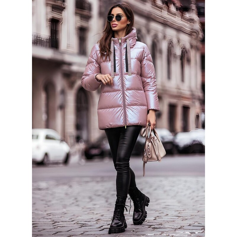 Due Linee Dámska perleťová zimná bunda ružová 35789510