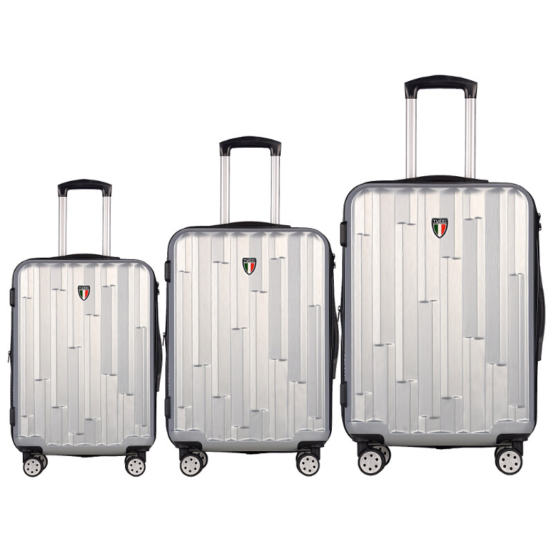 Sada cestovných kufrov TUCCI Riflettore T-0272/3 ABS - strieborná 62194473