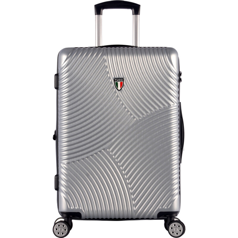 cestovný kufor TUCCI Srotolare T-0277/3-M ABS - strieborná 62194561