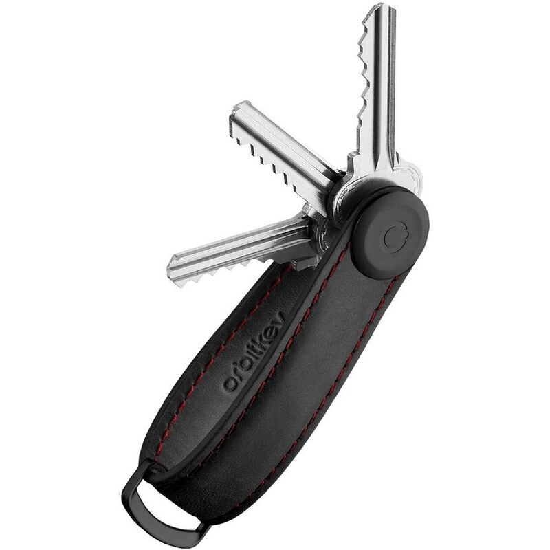 Orbitkey Kožená kľúčenka 2.0 Crazy Horse - Obsidian Black & Red 62194855