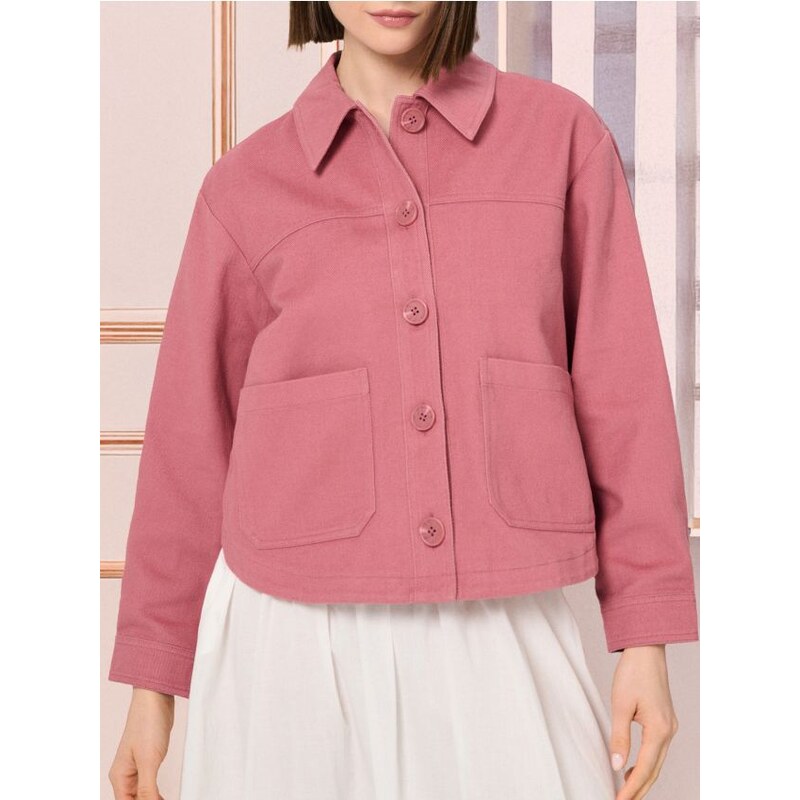 Sinsay - Bavlnená košeľová bunda - ružová 65741448